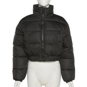 Wholesale Winter Custom Puff Plus Size Bubble Breathable Bomber <b>Puffer</b> <b>Jacket</b> <b>Women</b> <b>Crop</b> Top Ladies Big Collar Short <b>Jacket</b> - Product Image 1