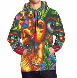 Sweats à capuche respirants à impression personnalisée vêtements de ville en coton mélangé de base pour hommes quantité minimale de commande bas pour hommes - Product Image 6