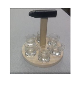 ชั้นวางแก้วและขวดแบบตั้งโต๊ะ ดีไซน์ทันสมัย ทำจากไม้ไผ่และกระจก 4 ชั้น จุแก้วได้ 6 ใบ และขวด 1 ใบ - Product Image 1