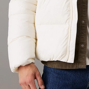 Alta demanda poliéster marfil Sherpa burbuja chaqueta acolchada Material mezcla puños elásticos y dobladillo cintura bolsillos cálido invierno prendas de vestir exteriores - Product Image 5