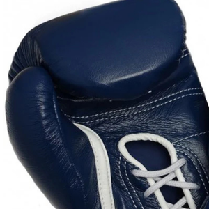 Professional <b>Lace</b> Up Boxing Gloves Navy Genuine Leather Training Sparring Gloves Handcrafted Fight Gear - Product Image 6