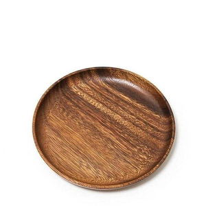 Assiettes rondes en acacia brun naturel, assiette de service en bois, fabriquées à la main et durables, produit de qualité supérieure - Product Image 2