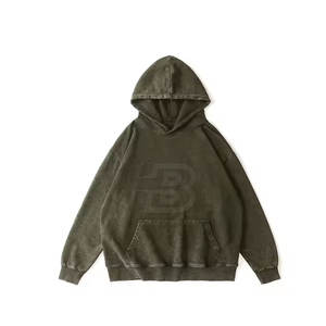 Nouveau modèle de sweats à capuche délavés à l'acide pour hommes, vêtements d'hiver décontractés avec logo personnalisé, col à capuche et motif uni - Product Image 1