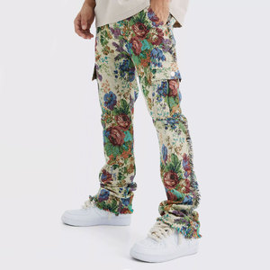 Pantalon de survêtement cargo évasé pour homme, 100% coton, imperméable, respirant, avec logo personnalisé, streetwear - Product Image 1