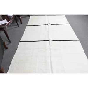 Alfombra Turca Vintage de 4.8x8.2 pies (147x251 cm), Alfombra Kilim Marroquí Blanca - Product Image 3