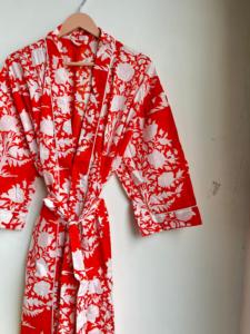 Kimono de algodón hecho a mano, Kimono Floral de algodón, albornoz ligero, de algodón suave Kimono, bata estampada en bloque, ropa de salón - Product Image 2