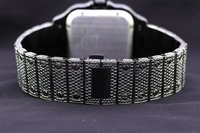 Montre en acier inoxydable à quartz, tendance, entièrement noire, sertie de diamants, pour un usage quotidien, style tendance, événements, hip-hop, disponible