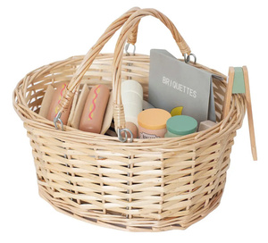 Cesta de Picnic de ratán tejida de estilo Vintage ecológica de alta calidad, asas duraderas, cestas de almacenamiento de Pascua festoneadas circulares - Product Image 3