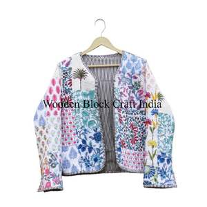 Veste habillée élégante pour femme, matelassée, patchwork, en coton doux, écologique, séchage rapide, garnissage en coton, col en V - Product Image 5