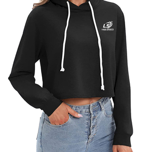 Qualité supérieure femmes haut court sweat à capuche tendance mode couleur personnalisée taux d'usine populaire fermeture éclair brodé - Product Image 5