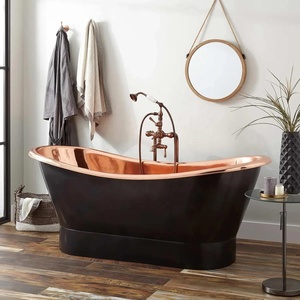 Bañera Independiente de Cobre Sólido Hecha a Mano Divris DRC-7307B, Acabado Pátina Antigua Martillada a Mano, Interior/Exterior de Cobre, Personalizable - Product Image 6