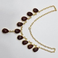 Plata de Ley 925 chapada en oro, excelente calidad, forma de lágrima, piedra preciosa Jesper roja, collar Vintage único de diseñador hecho a mano