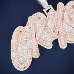 Hip Hop Full Iced Out 925 Sterling Silver Moissanite Diamond Letter personalizado Letra Nombre Colgante al por mayor - Product Image 2