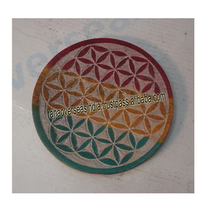 High Quality Eco-Friendly Floral of Life Design Round Soapstone Incense Plate Home & Desk <b>Decor</b> for Fall and <b>Summer</b> Use - Product Image 5