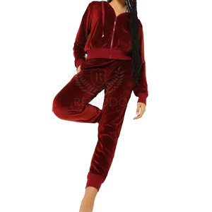 Custom <b>Women</b> <b>Velvet</b> Tracksuit Two Piece Set Soft Hoodie and <b>Joggers</b> Wholesale Manufacturer - Product Image 1