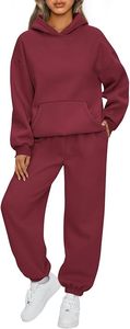 Femmes automne écologique polaire sport décontracté sweat pantalon ensemble motif solide col à capuche OEM grande taille mode - Product Image 2