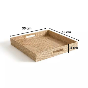 Bandeja de ratán de Vietnam Natural económica, vajilla de servicio de comedor de mimbre tejida a mano, desechable plegable para decoración del hogar - Product Image 5