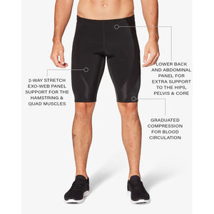 Shorts de compression pour hommes, entraînement professionnel, 210 GSM, polyester, élasthanne, gym, fitness, course à pied, performance, respirant, extensible - Product Image 4