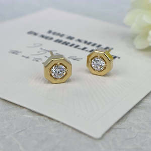 Boucles d'oreilles clous hexagonales en diamant de laboratoire 1,00 carat (couleurs D-E-F) clarté VVS-VS, sertissage clos éblouissant, certifiées IGI, pour femme, usage quotidien - Product Image 2