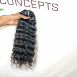 Extensiones de cabello humano vietnamita alineadas con cutícula, mechones ondulados de color negro natural sin procesar, sin procesar, 100% - Product Image 2