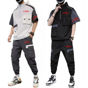 Chándal personalizado de talla grande Fitness informal de manga corta de dos piezas Patchwork cortavientos chándal Jogging conjunto para hombres 2025 - Product Image 2