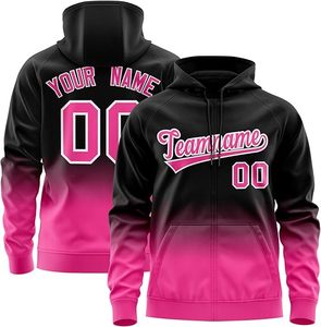 Chaqueta de Forro Polar Personalizada con Sublimación, Degradado Rosa, Cierre de Cremallera, Impresión 3D, Nombre del Equipo, Número y Logotipo, Estilo Vintage para Hombre - Product Image 1