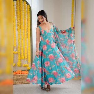 Salwar Kameez de Organza de Primera Calidad para Mujer, Diseño Moderno, Informal, para Fiestas, Bodas, Todas las Temporadas, Secado Rápido - Product Image 1