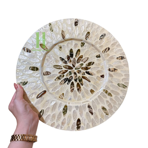 Modern Bohemian Eco-Friendly Mother of Pearl Bamboo <b>Round</b> <b>Placemats</b> for Dinner and Party Decor From Vietnam - Product Image 2