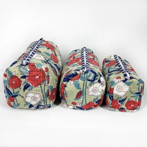 <b>Set</b> 3 Small Large Quilted Cotton Vintage Botanical Print Zipper Cases-Water Resistant Durable Eco-Friendly Customizable Makeup - Product Image 2