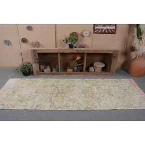 Alfombra turca Vintage, Beige, verde, 3x8 pies, tejido plano clásico, diseño de retazos, Material de lana, látex para decoraciones de sala de estar - Product Image 4