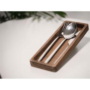Organisateur de couverts en contreplaqué de style nordique, boîte de rangement en bois à 1 compartiment, porte-couverts durable pour comptoir, pour la salle à manger - Product Image 1