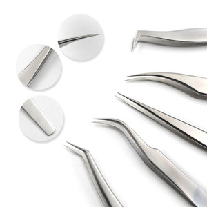 Pinzas de acero inoxidable con logotipo personalizado para extensiones de pestañas Aplicador de etiqueta privada y pinzas de pestañas en racimos - Product Image 6