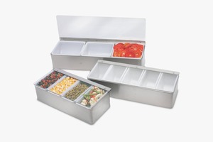 2025 Meilleures ventes d'articles de cuisine de qualité supérieure Compartiments de conteneur de condiments en acier inoxydable pour fruits et légumes Plateau de garniture - Product Image 4