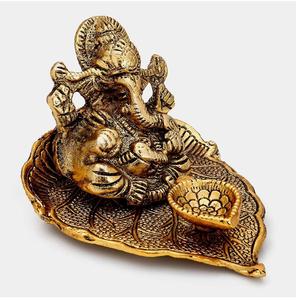 Nouvelle Bonne Chance Décoratif Or Antique Ganpati bappa Terrarium centre de table pièce d'exposition articles polyvalents - Product Image 1