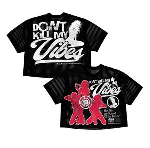 Usine Fabrication En Gros Sérigraphie Surdimensionné Crop Mesh T-shirts Pour Femmes Top Qualité Femmes Mesh T-shirts - Product Image 1