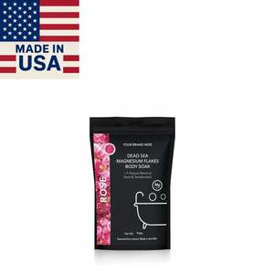 Copos de cloruro de magnesio del Mar Muerto hechos en EE. UU., 10oz, Etiqueta Privada, polvo de baño calmante para la piel, alisador de rosas radiantes - Product Image 1