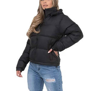 Goose <b>Padded</b> Bubble Windproof Zipper Soft Shell Puffer Jacket women Low MOQ High Quality Outdoor Winter Plus Size Black Custom - Product Image 4