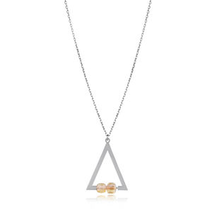 Collier à breloque tendance en argent sterling 925 plaqué rhodium, orné de perles triangulaires simples, fait main en Turquie, vente en gros - Product Image 5