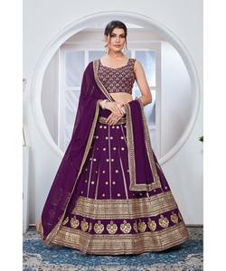 Lahenga y Choli rosa al por mayor para mujeres y niñas, ropa de fiesta de Boda nupcial de terciopelo con lentejuelas - Product Image 1