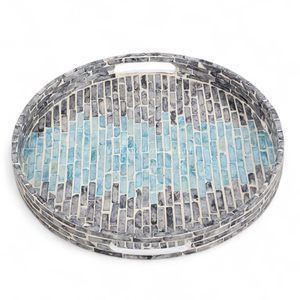 Plateau de service en nacre fait main, écologique, avec incrustations de coquillages naturels, en provenance du Vietnam, pour la table et la décoration de la maison - Product Image 3