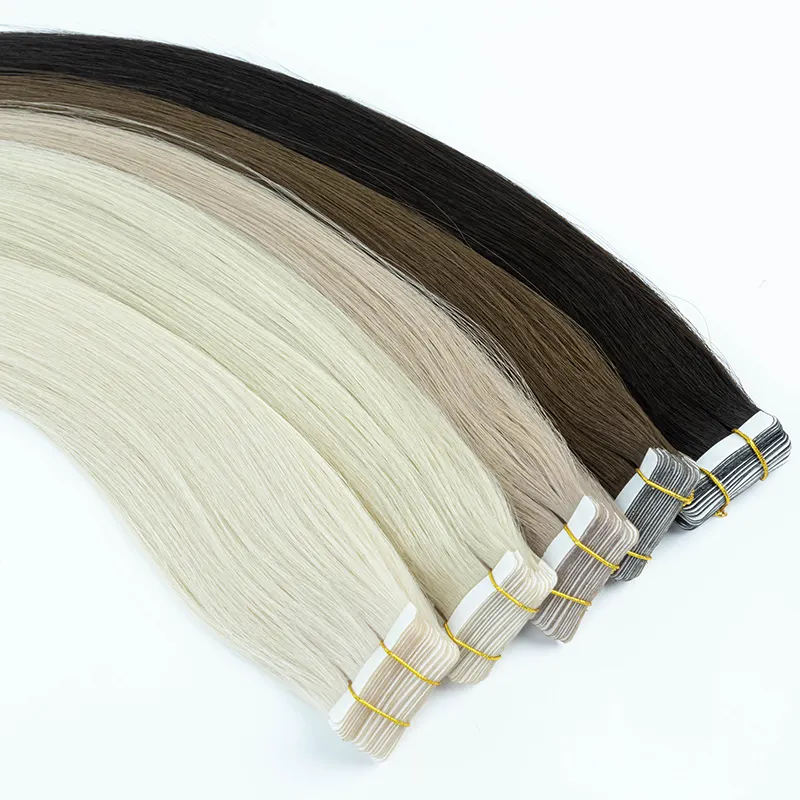 Injected Tape In Human Hair Extension Double Weft Colored Remy Invisible Tape In