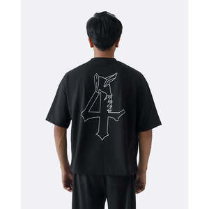 เสื้อยืดโอเวอร์ไซส์ลายอนิเมะสำหรับผู้ชาย เนื้อผ้าเจอร์ซีย์ระบายอากาศได้ดี 220 GSM ผ้าฝ้าย รับผลิตแบรนด์ส่วนตัว แบบ OEM ขายส่ง - Product Image 3