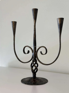 Candelabro de hierro forjado Vintage antiguo, tres velas de pie, Color negro dorado para velas decorativas de Navidad, tarros de Metal - Product Image 5