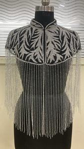 Elegante capa burlesca con hebras de cuentas, capa de lentejuelas para traje de Club festivo, se sujeta en el cuello, hermosa ropa de Festival - Product Image 4