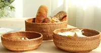 Panier rond en rotin naturel tissé panier de fruits en rotin fait à la main au Viet Nam Vente en gros Nouvel arrivage pour la maison