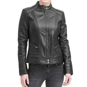 Nouvelle veste en cuir de motard 2026 noire, épaisse, personnalisée, en cuir de mouton véritable, broderie épaisse, fermeture éclair, services OEM - Product Image 5