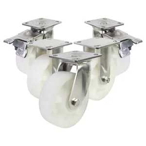 Ready to ship 4/5/6/8in Stainless Steel SUS 304 PA top Plate Universal Locking Swivel Caster Wheel
