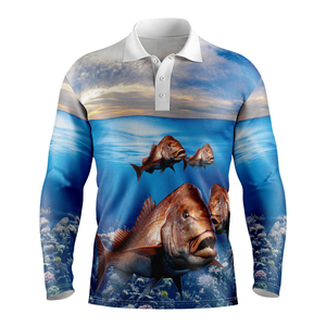 Vêtements de pêche pour hommes en gros, polo personnalisé à manches longues en jersey de polyester, protection UV, polo de pêche, vêtements de pêche - Product Image 6
