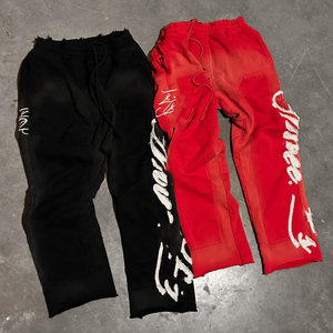 Offre spéciale, survêtements décontractés de couleur unie, survêtement évasé empilé délavés à l'acide, vêtements d'hiver pour hommes - Product Image 6