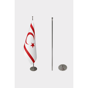Drapeau d'intérieur personnalisé de Chypre du Nord, techniques d'impression numérique, mât en aluminium, matériau polyester et tissu, bannière officielle - Product Image 2